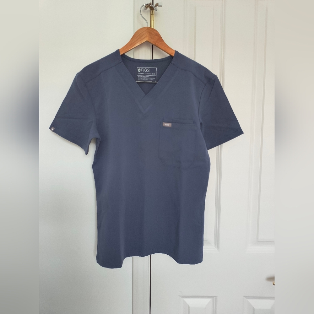 Figs Gray Scrub Top XS